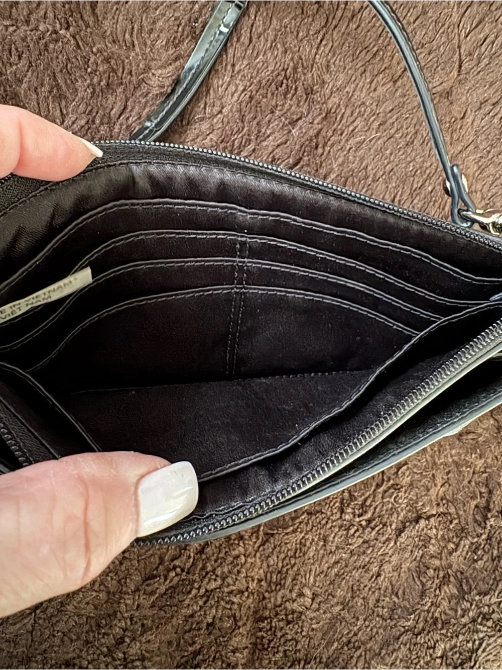 Coach Black and White Signature Leather Logo Wristlet